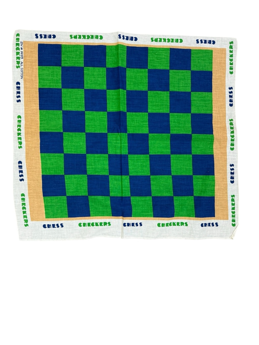 Vintage Checkers Game Board 24” x  22” Scarf -
— Blue & Green
